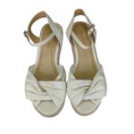 Talbots  Espadrille Wedge Platform Sandals White Canvas Bow Ankle Strap‎ Sz 8M Photo 3