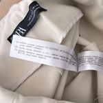 ZARA High Rise Ecru Cream Straight Leg Trousers with Waist Tie Size Small Photo 6