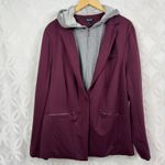 Torrid Knit Hood Blazer Merlot Red and Gray Twofer Jacket Size 3 Photo 10