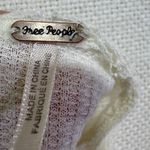 Free People  Ivory Waffle Knit Henley Ruffle Hem Long Sleeve Top XS Flowy Photo 2