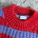 ZARA Chunky Knit Striped Crewneck Sweater Photo 2