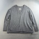 Aerie Sz S Sweater Oversized V-neck Knit Pullover Gray Soft Cozy Winter Women’s Photo 2