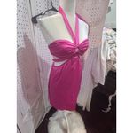 Revolve  MORE TO COME Hot Pink Ring Front Cutout Halter Mini Dress XS Photo 2