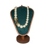 Anthropologie Enamel Bauble Pearl Necklace Gold Bow Accent Classic Statement Photo 1