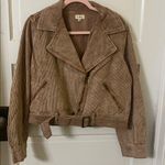 POL Corduroy Brown Biker Jacket Tan Size M Photo 6