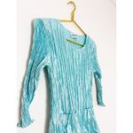 Alquema 3/4 Sleeve Smash Pocket Midi Dress Size Medium Glossy Ice Blue Crinkle Photo 6