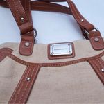 Stone Mountain Canvas Leather Shoulder Bag Tan Brown Structured Tote Photo 2
