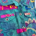 Chico's  Embroidered Tie-Dye Denim Vest Size 1 / S Boho Patchwork Artsy Eclectic Photo 4