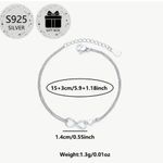 Handmade 925 Sterling Silver Heart Charm Bracelet w/ Zirconia NWT Photo 2