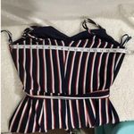 Monteau LA Wide Leg Size XL Jumpsuit Dark Navy Color with White & Red Stripes Photo 7