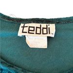 Teddi Vintage 90s Teal Green Velvet Tunic Top High Waisted Pant Set Womens Large Photo 6