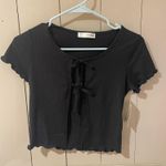 Black Tie Front Short Sleeve Top Photo 0