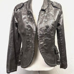 The Porter Collective Jacket Womens Medium Metallic Military Blazer NYE Disco Silver Photo 0