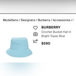 Burberry NEW Bright Topaz Blue Crochet Bucket Hat Photo 3