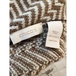 Chico's Sweater Shawl, One Size fits All, cream and brown zigzag Photo 3