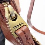 Fossil  Elise Brown Leather Crossbody Bag Pebbled Leather Tan Zip Pocket Cow Hide Photo 4