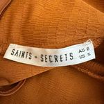 Saints + Secrets Halter Deep V Bodycon Dress Women's Small Rust Orange Vacation Photo 11