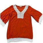 Entro NWOT Long Sleeve Dress Lace Trim Rust Orange Small Photo 0