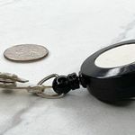 Black White Clip On Retractable School Work Badge ID Holder Photo 1