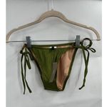 J.Crew Green NEW Curved Waist Widerib Cheeky String Bikini Bottom Small Beach Photo 1