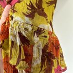 Massimo Dutti  Retro 70s Floral Silk Ruffled Blouse Women's Size 2 Photo 1