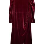 Eloquii  Velvet Puff Sleeve Wrap Midi Dress Size 18 Holiday Special Occasion Wine Photo 0