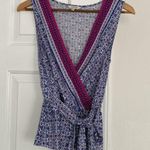 Max Studio sleeveless top in deep blue and magenta. Photo 9