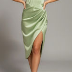 House Of CB  Faye Satin Corset Dress, Pistachio, XS Photo 0