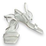 Caslon Paola Silver Leather Ankle Strap Wedge Sandal heels Women Size 9 Photo 5