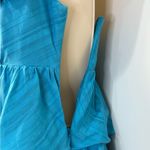 Trina Turk  Ruffle Mini Dress Tiered V Neck Blue Size 4 Party Y2K Vintage Mermaid Photo 4