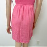 Old Navy [] Pink Linen Blend Square Neck Mini Dress Smocked Tie Straps Sz Large L Photo 7