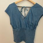 Old Navy Waist Defined Smocked Top In Denim Photo 1
