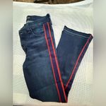 Veronica Beard  WOMENS Carolyn 10”BABY BOOT 28  Navy Flare Jeans with Red Stripe Photo 7