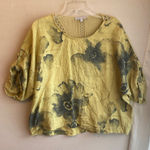 Tempo Paris  100% Lino Light Yellow Knit Top Photo 0