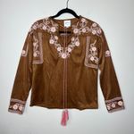 MISA Los Angeles  Brown MicroSuede Embroidered Top Blouse SZ XS Boho Hippie NWOT‎ Photo 0