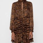 ZARA NEW Ruched Animal Snake Print Mini Dress Photo 3