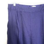 Leith Navy Blue Linen Blend High Rise Relaxed Fit Cropped Pants Photo 2