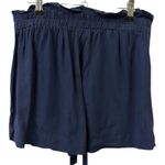 Ambiance Navy High Elastic and Tie Waist Pleated Paper Bag Pocket Shorts Small Blue Photo 8