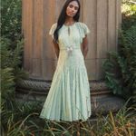 Mac Duggal  94128 Green Embellished Bow Flutter Sleeve A Line Midi Dress Photo 3