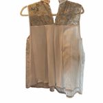 Anthropologie Tiny Pizzo Lace Sequins Sleeveless Blouse Ivory Gold Size M Women Photo 2