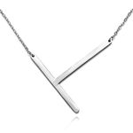 Silver Initial Stainless Steel Pendant Necklace Letters A Photo 2