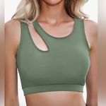 NWOT Cut Out Asymmetrical Tank Bikini Top Green Size M Photo 0