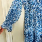 ZARA Blue White Floral Ruffle Long Sleeve Short Romper NWT L Photo 4