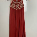 One the Land Embroidered Woven Tank Sleeveless Dress cutout tie back Size Small Red Photo 2