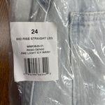 We Wore What Distressed Straight Leg Jeans in Light Icy Wash - Size 24 - NWT Photo 5