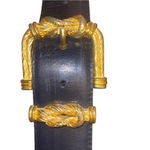 Vintage 90 Ginnie Johansson Black Leather Belt Gold Rope Buckle nautical Coastal Photo 2