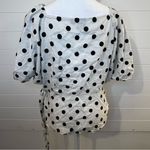 Gap  Cream and Black Wrap Polka Dot Blouse Linen Blend Photo 9