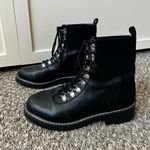 London Rebel ASOS Black Combat Lace Up Boots Vegan Leather Size 8 Photo 0