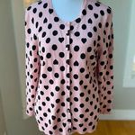 Cable & Gauge Valentines Day Pink Black Heart Polka Dot Cardigan Sweater Medium Photo 0