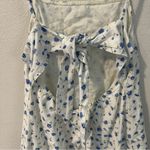 American Eagle American Eagle White Blue Ditsy Floral Linen Cotton Tie Back Cutout Mini Dress Photo 5